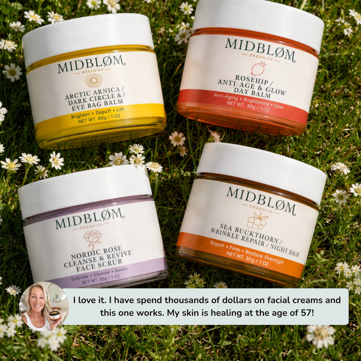 MIDBLOM Anti-Age Ritual: Complete 4-Jar Botanical System for Women 40+